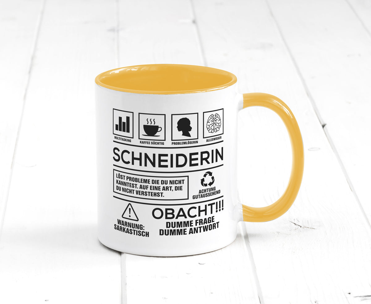 Achtung Probleme Schneiderin | Beruf Schneiderei Geschenkidee Arbeit Kollegen Tasse