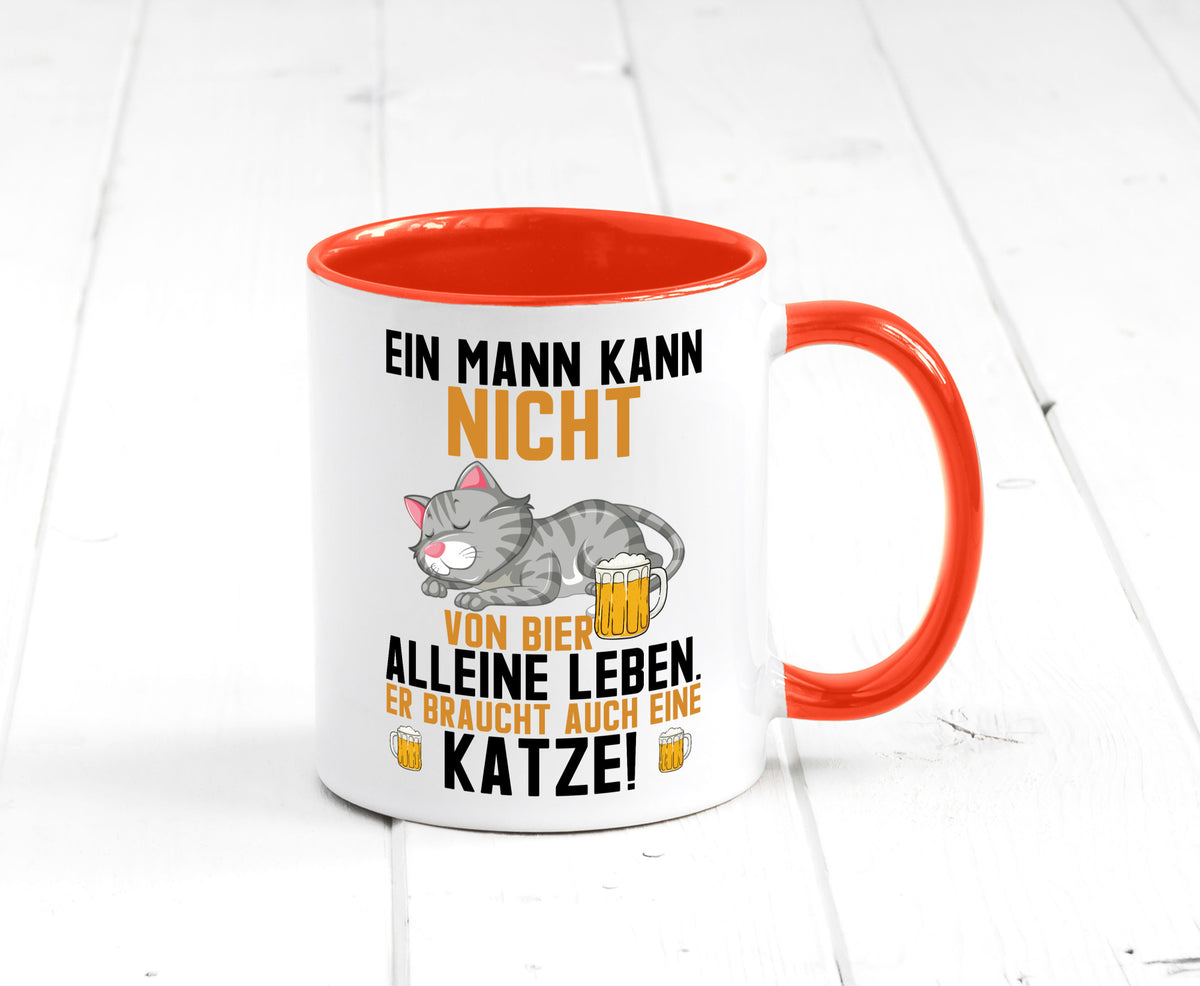 Von Bier leben | Mann braucht eine Katze Katzenliebhaber Geschenk Tierliebhaber Tasse