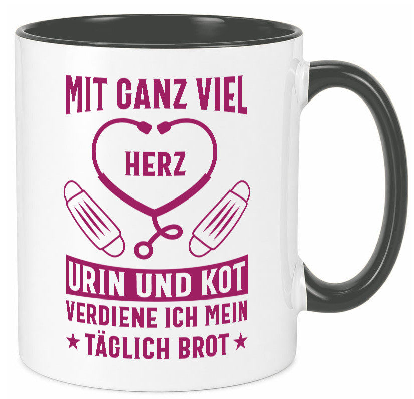 Herz, Urin, Kot, damit verdien ich mein Brot | Stethoskop Geschenk Humor Tasse