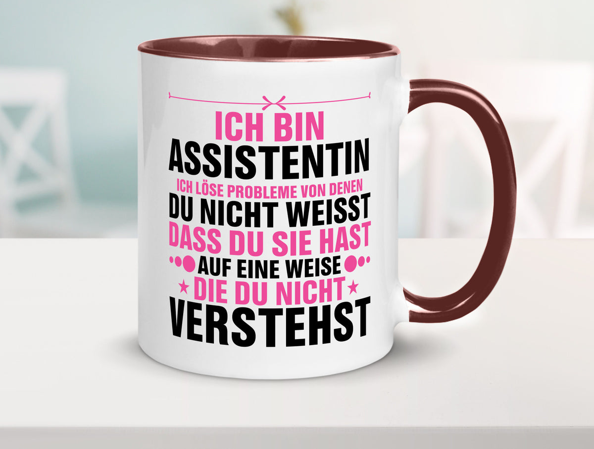 Löse Probleme: Assistentin | Assistenz Hilfskraft lustig Humor Geschenkidee Tasse