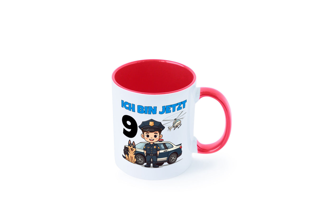9. Geburtstag | 9 Jahre Polizei Kind Polizeiauto lustig Geschenkidee Geschenk Tasse
