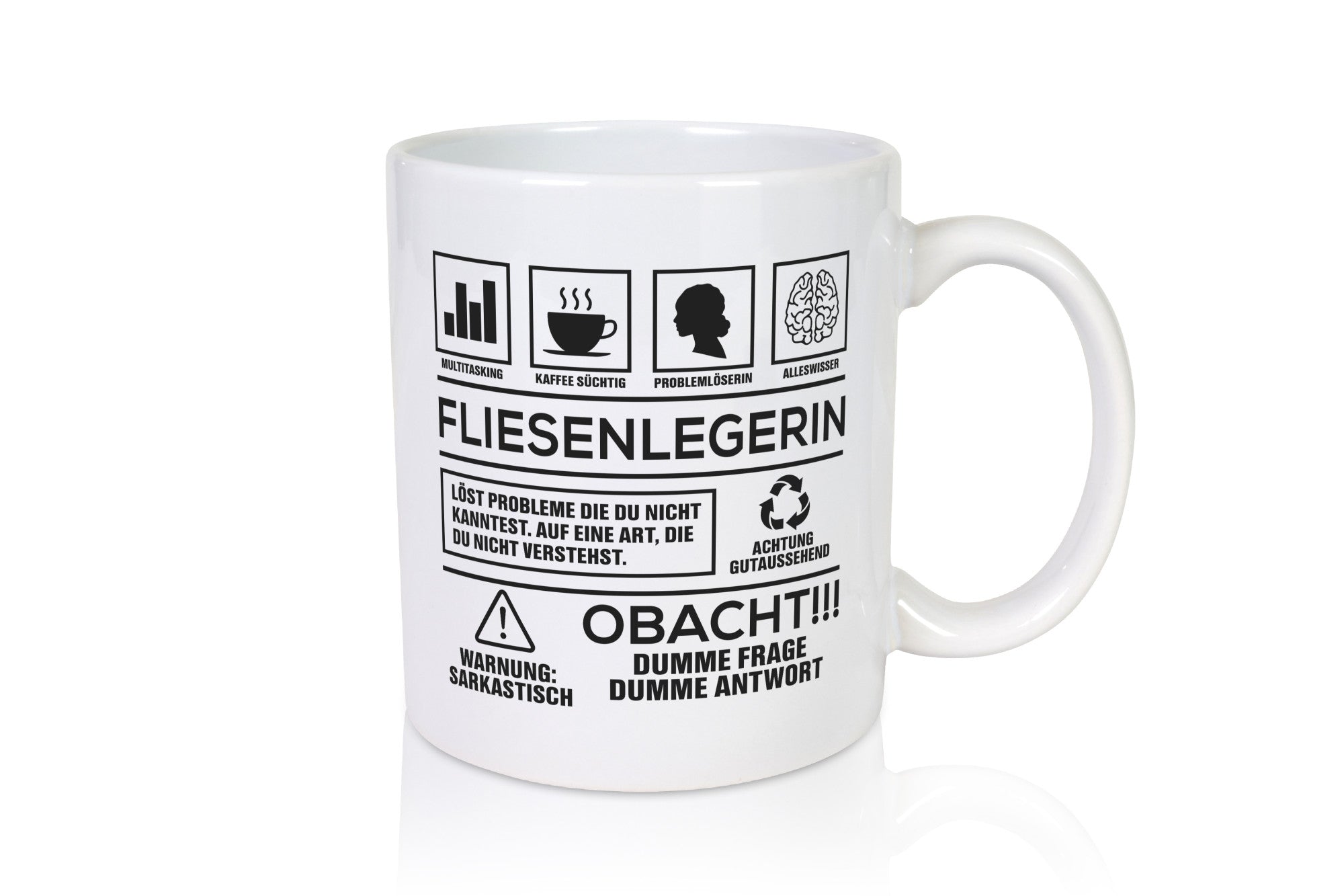 Achtung Probleme Fliesenlegerin | Fliesenlegen Bau Geschenkidee Humor Tasse