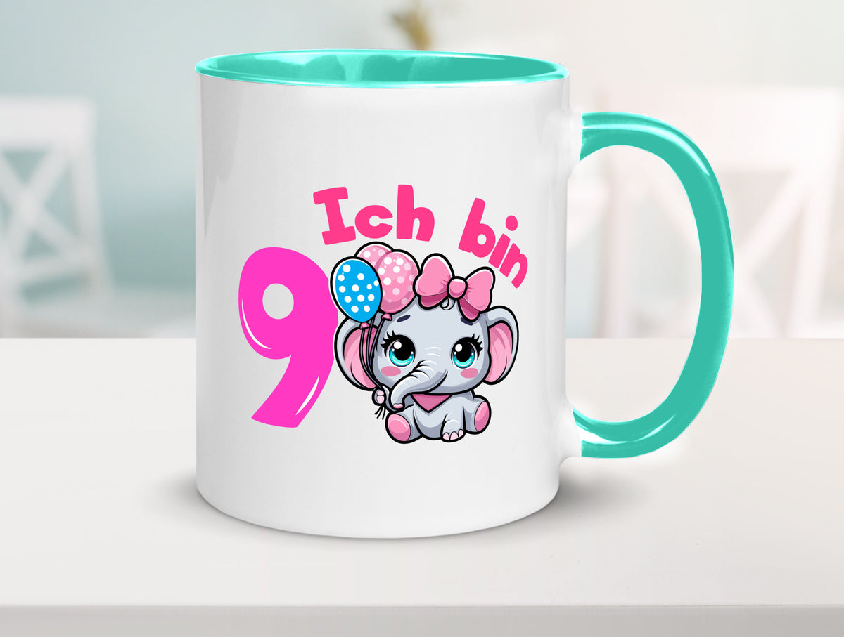 9. Geburtstag | 9 Jahre Elefant Mädchen Geschenk Geschenkidee lustiger Spruch Tasse
