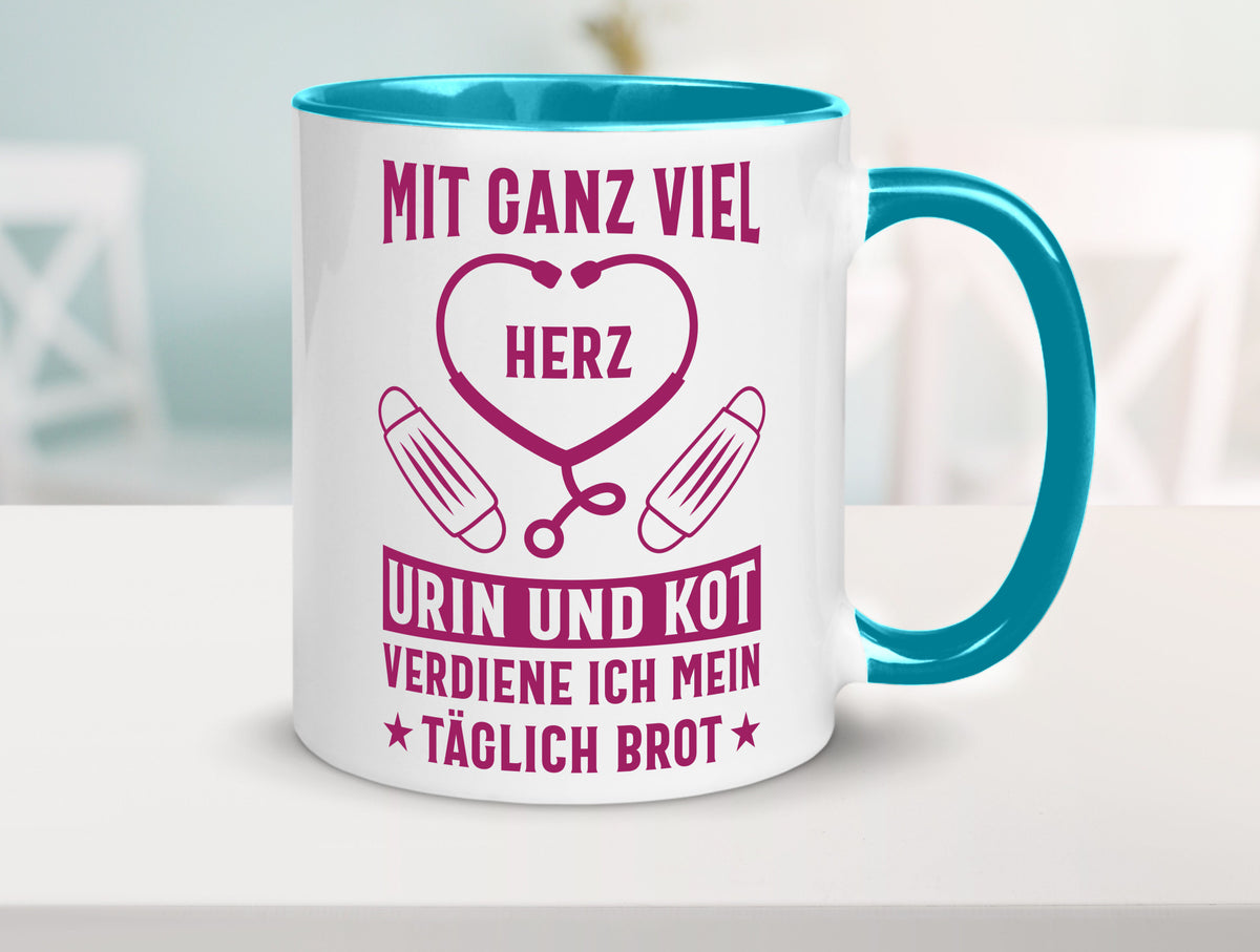 Herz, Urin, Kot, damit verdien ich mein Brot | Stethoskop Geschenk Humor Tasse