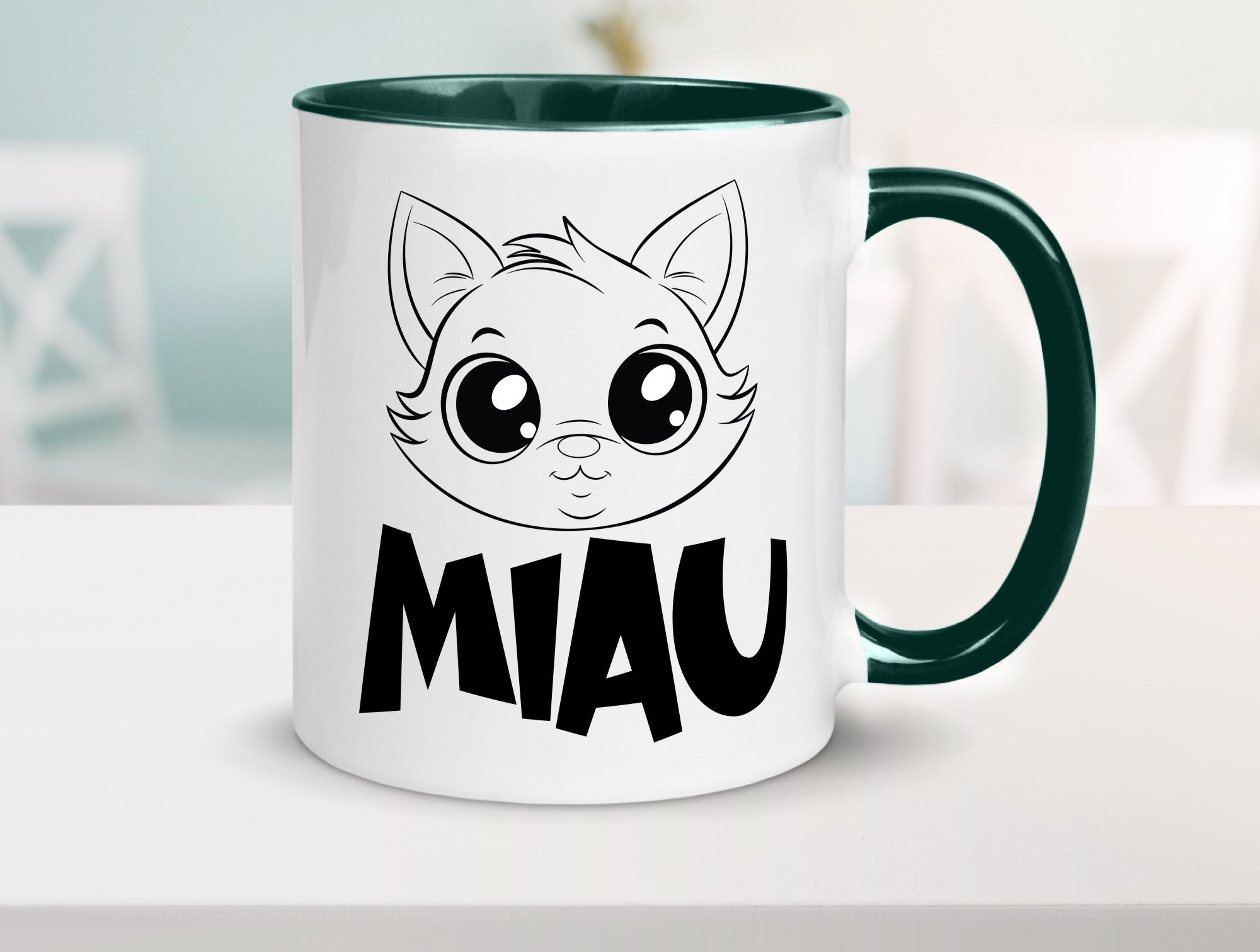 Miau | Katze Geschenkidee Tierliebhaber Humor Tasse