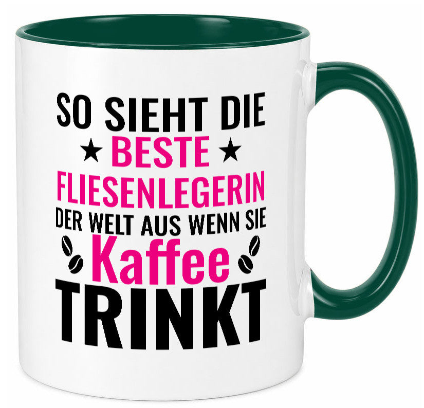 Kaffee trinkt: Fliesenlegerin | Fliesenlegen Bau Humor Geschenkidee Tasse