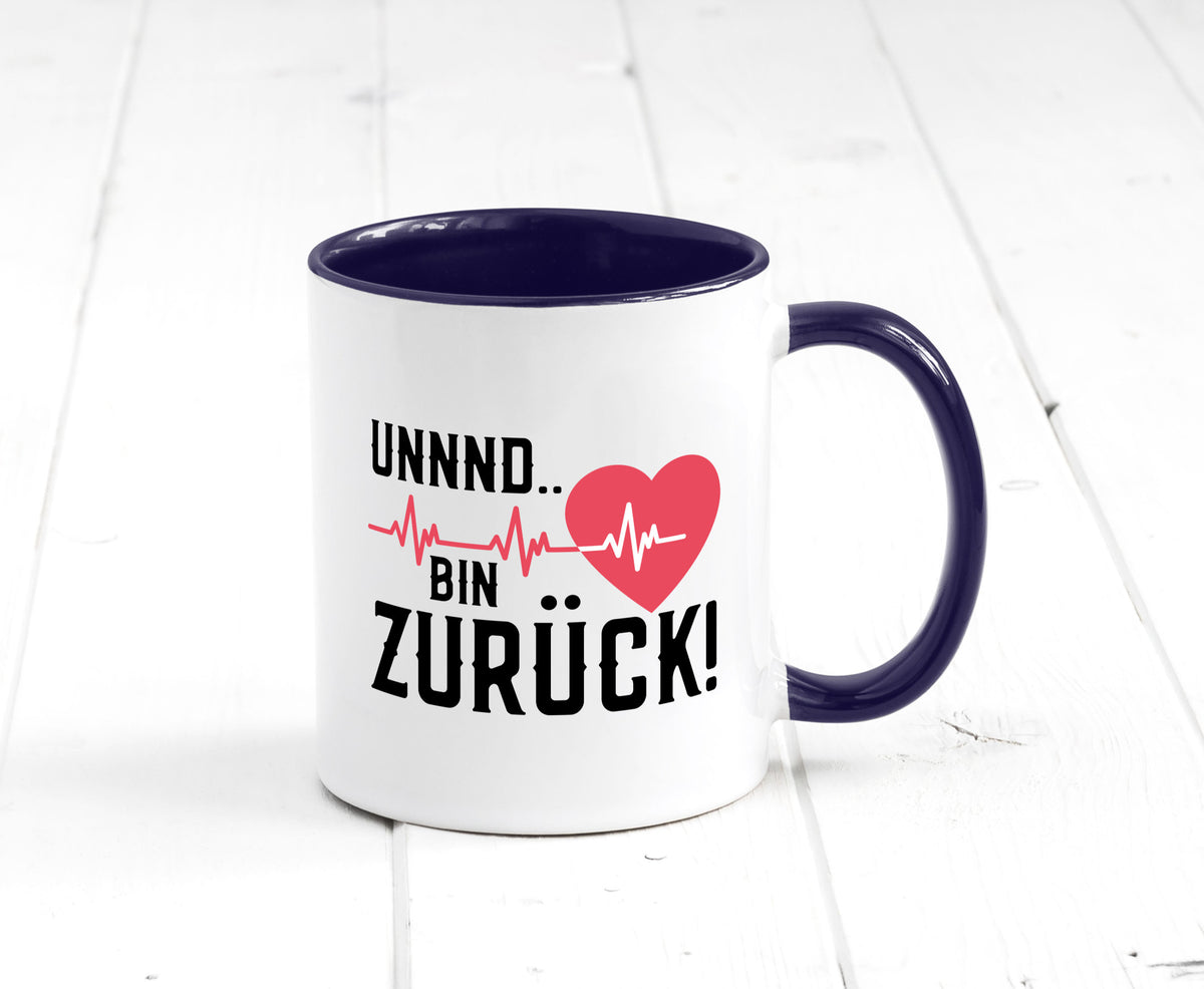 Bin zurück | Herzschlag Reanimation Puls Arzt Klinik Geschenk Humor Tasse