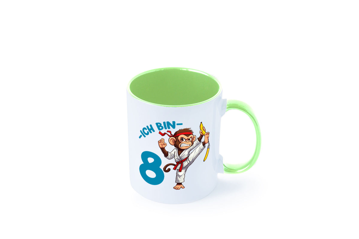Ich bin 8 | 8. Geburtstag Karate Kampfsport Affe lustiger Spruch Geschenk Tasse