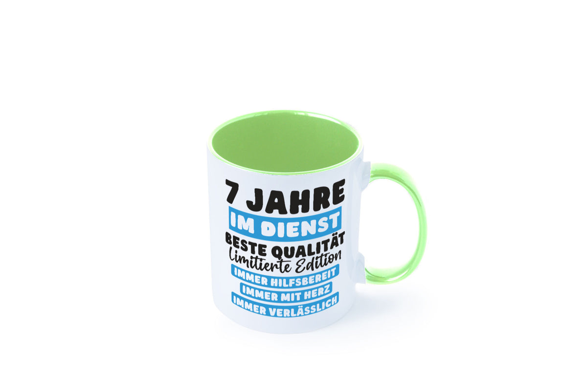 7 Jahre im Dienst | Jubiläum Arbeit v6 lustig Kollegen Büro Geschenk Tasse