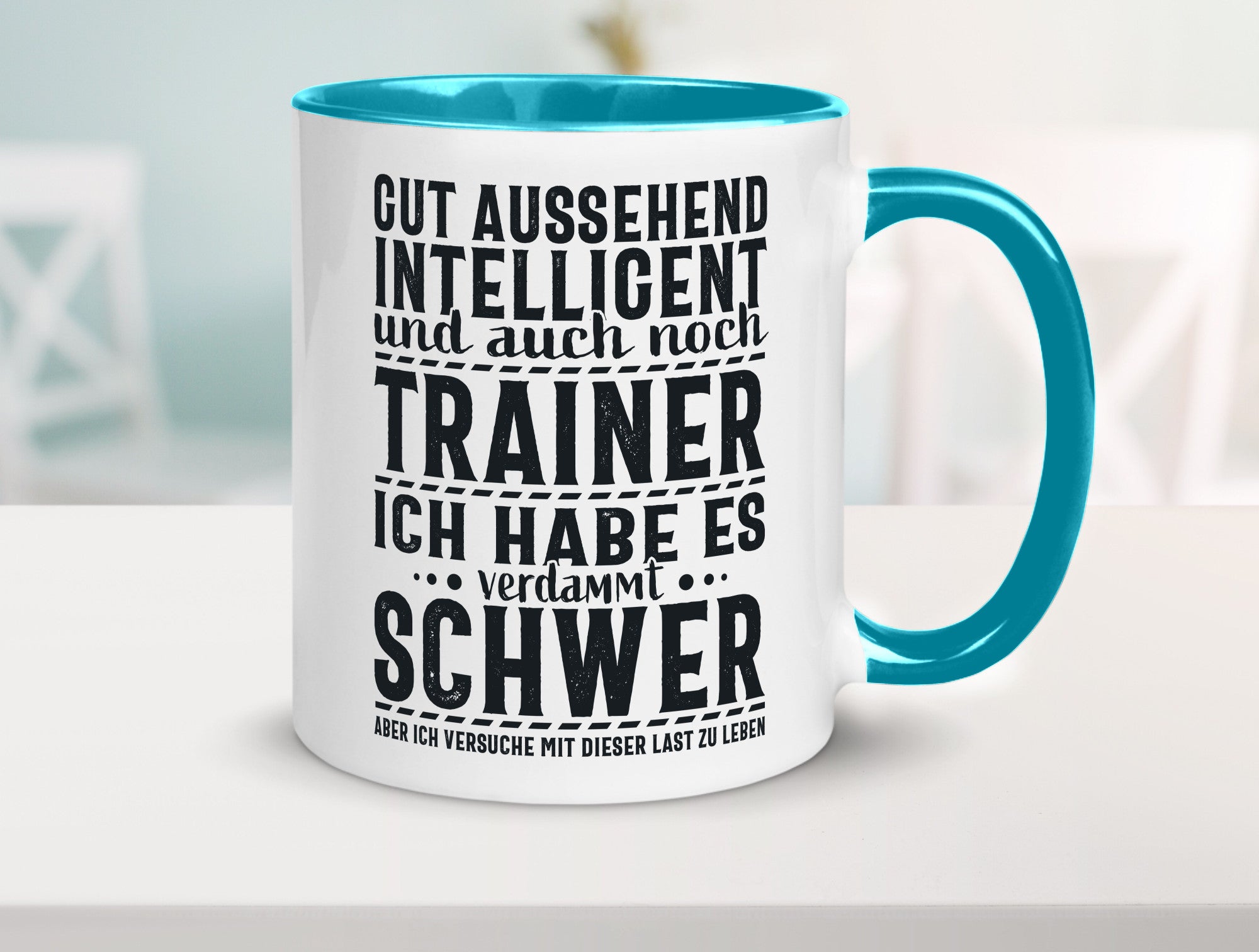 Gut aussehender Trainer |gestrichelte Linie | Punkte lustiger Spruch Geschenk