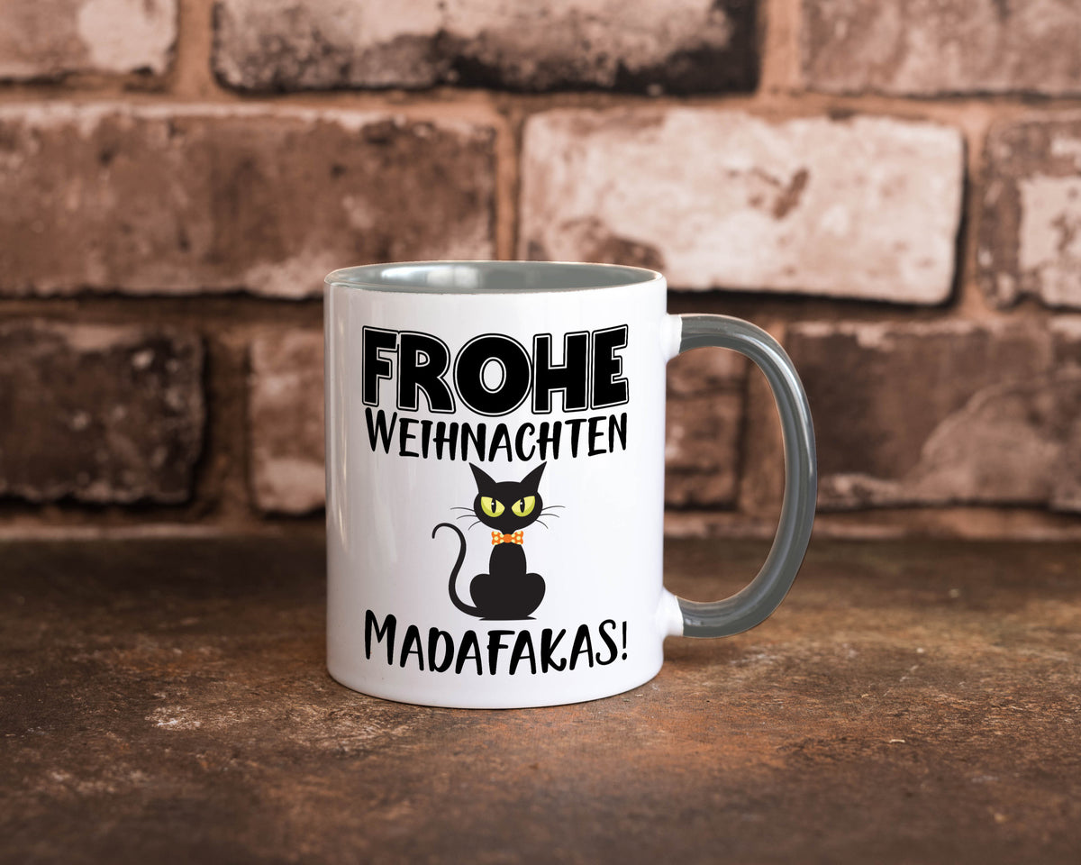 Frohe Weihnachten Madafakas! | Katze Tasse Vintage lustiger Spruch Geschenk