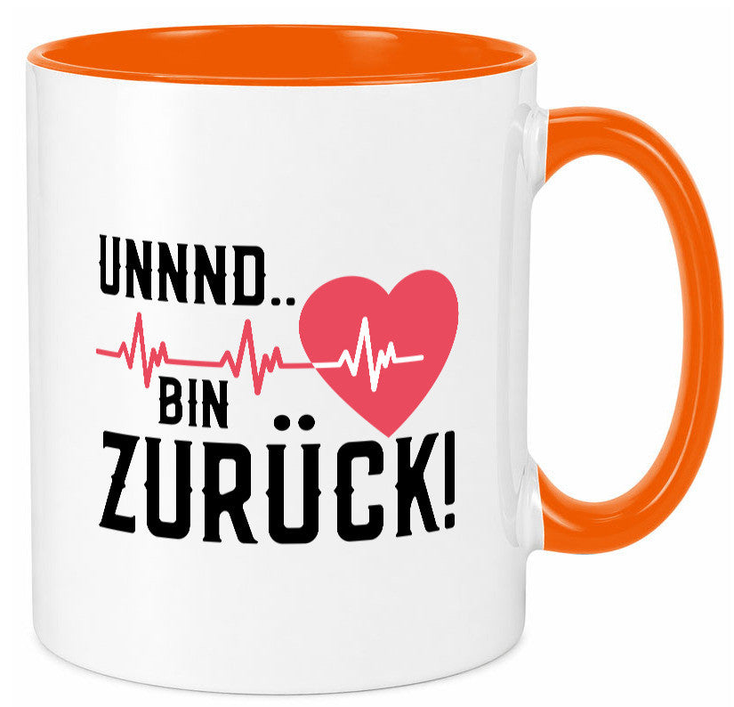 Bin zurück | Herzschlag Reanimation Puls Arzt Klinik Geschenk Humor Tasse