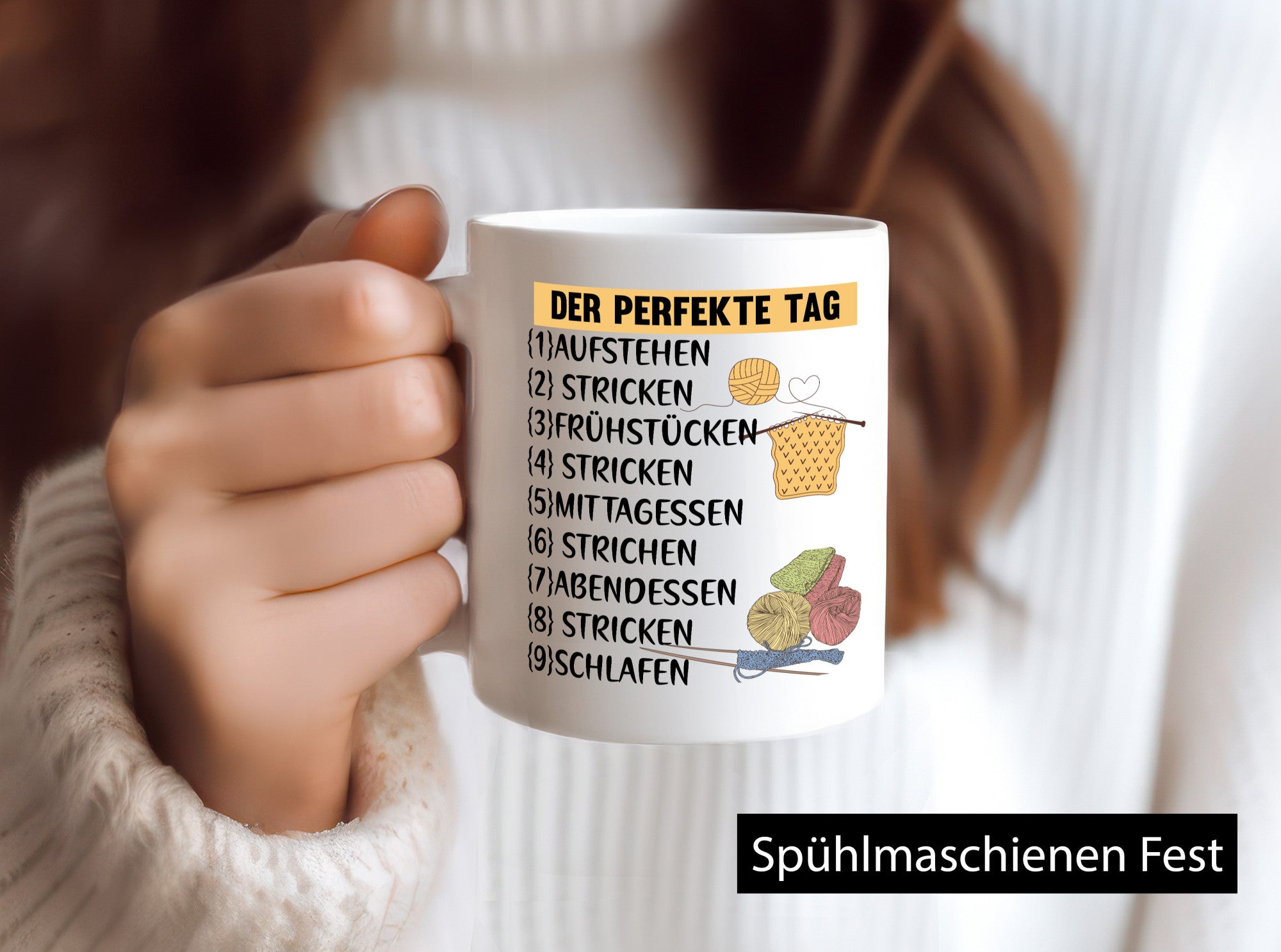 Der Perfekte Tag | Stricken Wolle Nadeln lustig Humor Geschenkidee Geschenk