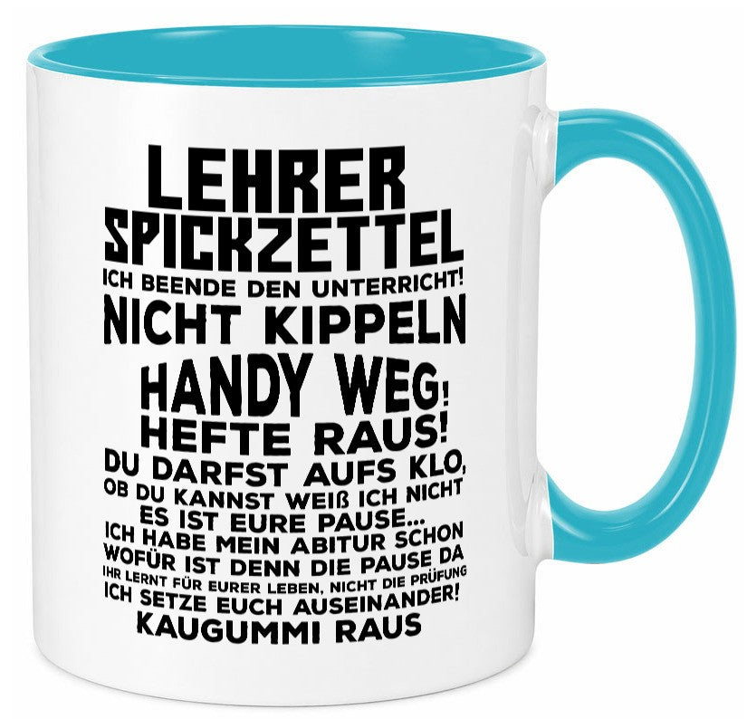 Lehrer Spickzettel | Beruf Tasse lustiger Spruch Geschenkidee Arbeit Kollegen