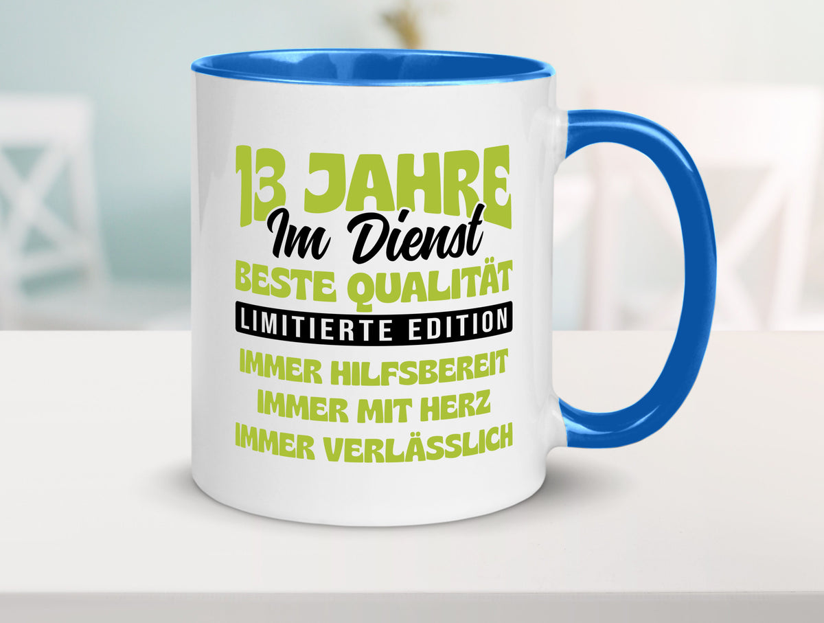 13 Jahre im Dienst | Jubiläum Arbeit v4 lustig Kollegen Büro Geschenk Tasse