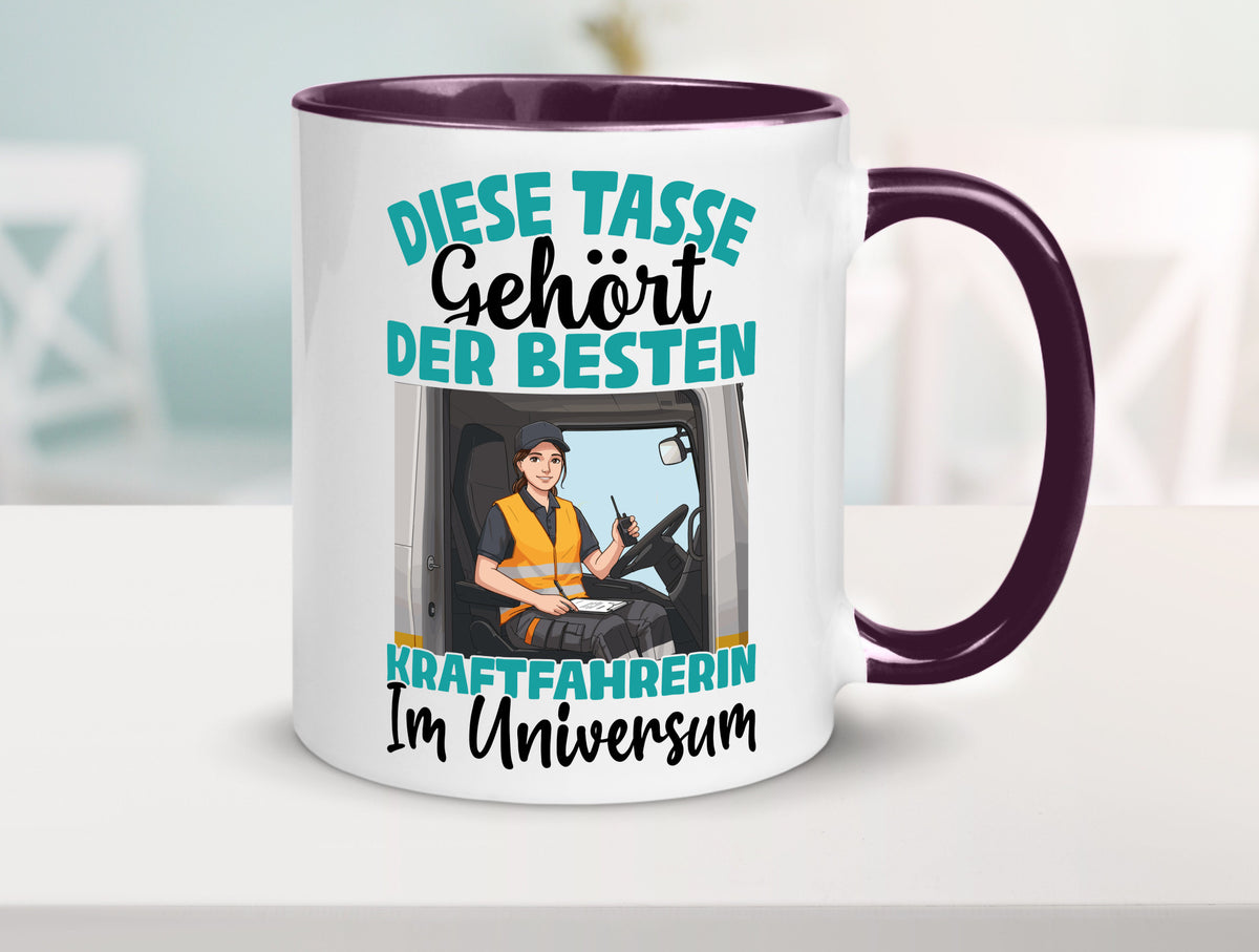 Im Universum: Kraftfahrerin | Lastwagen LKW lustig Humor Geschenkidee Geschenk Tasse