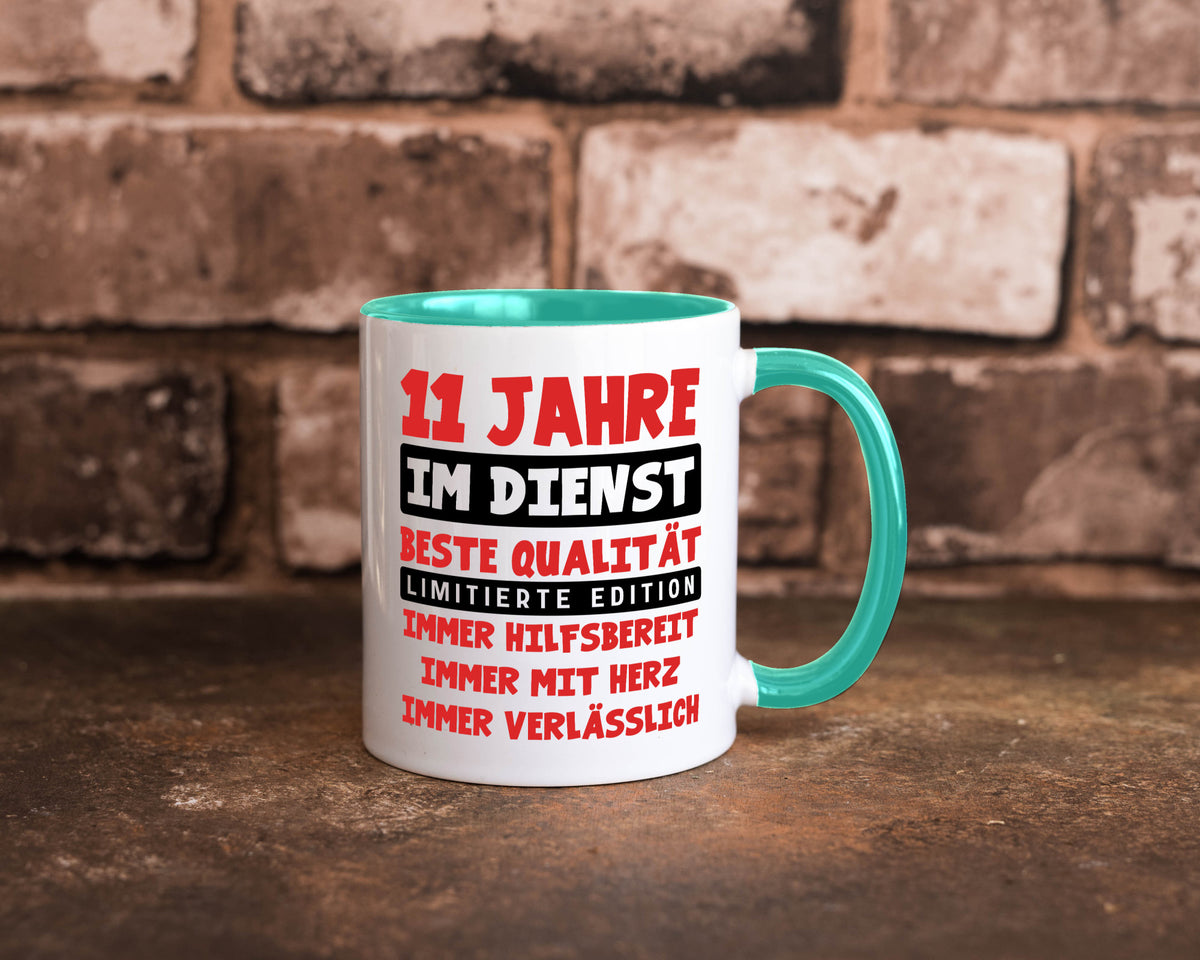 11 Jahre im Dienst | Jubiläum Arbeit v9 Geschenkidee Kollegen Büro Humor Tasse