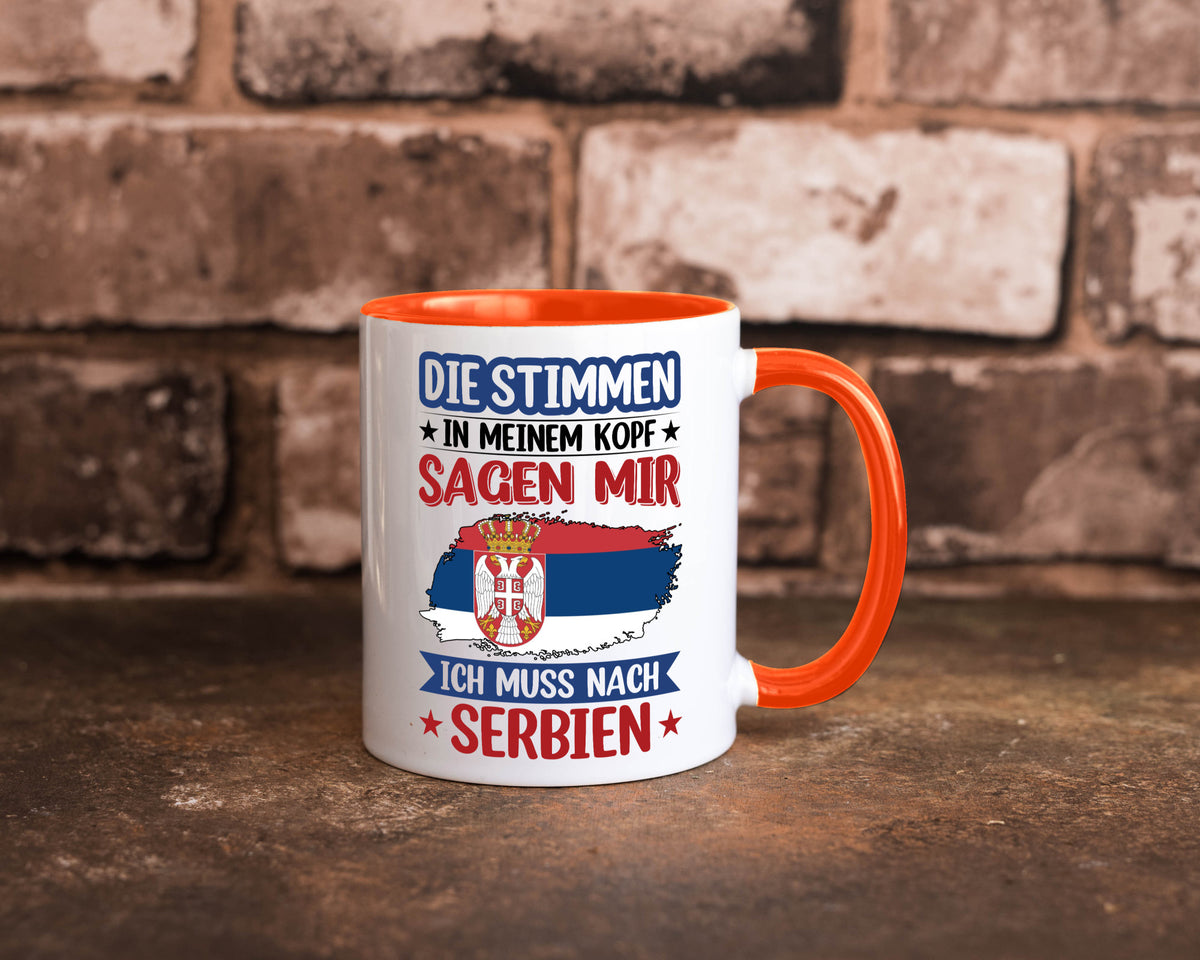 Serbien | Urlaub Stimmen in meinem Kopf Traumland v2 Geschenk Humor Tasse