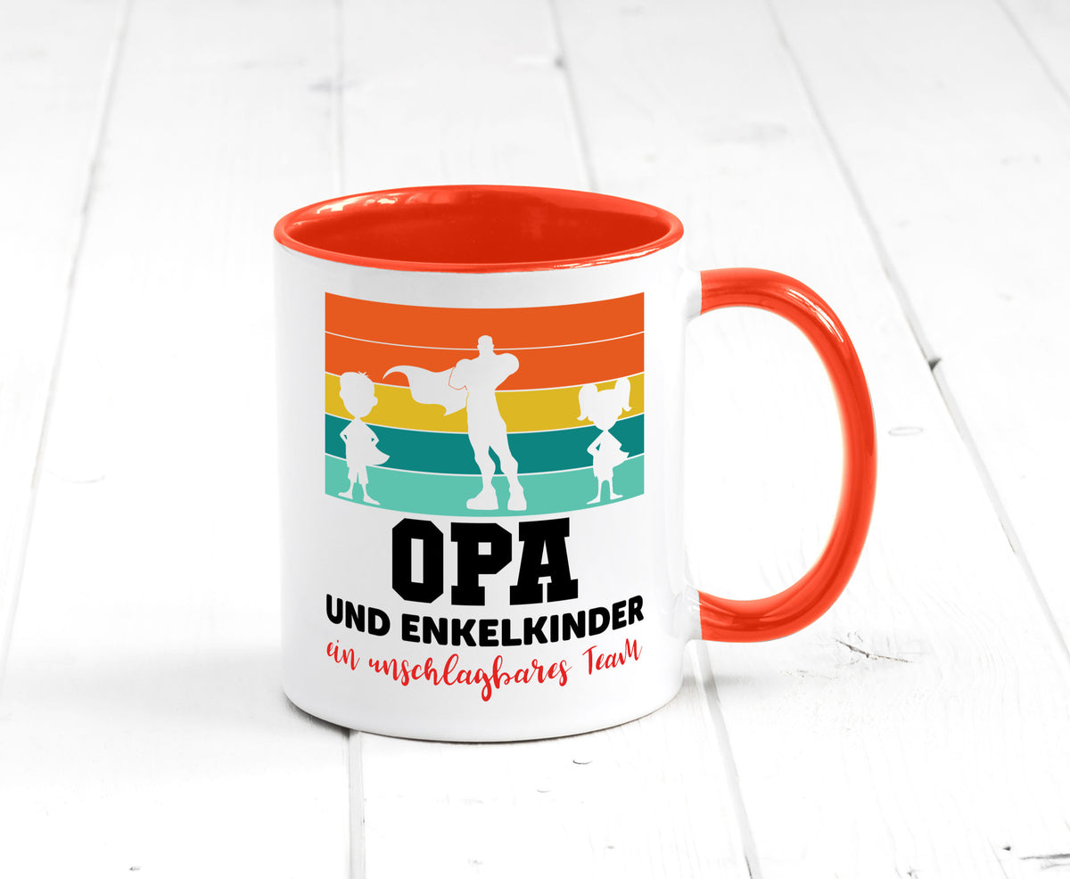 Opa und Enkelkinder ein unschlagbares Team Geschenkidee Familie Humor Tasse
