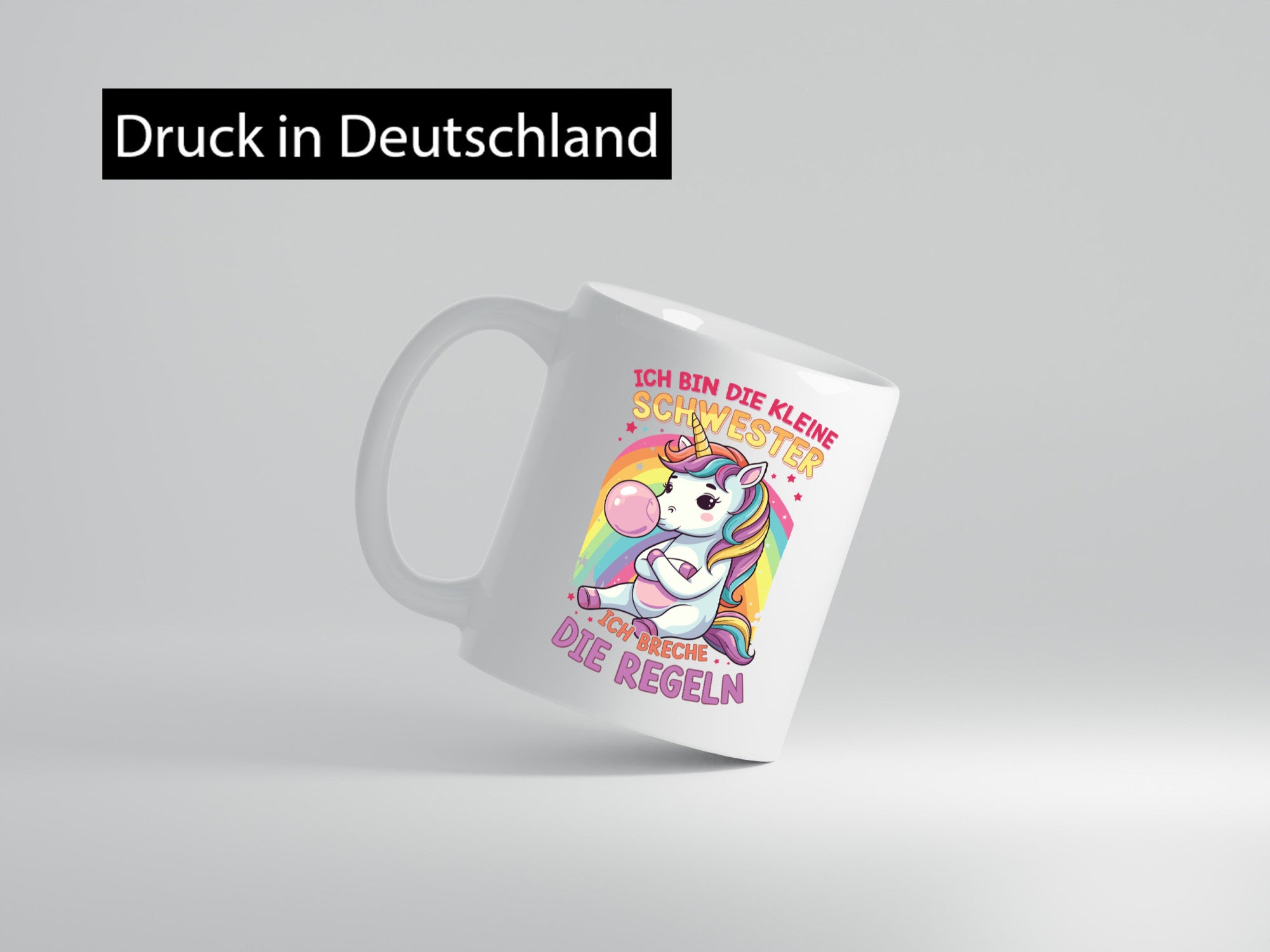 Bin die Kleine schwester ich breche Regeln | Einhorn Humor Geschenkidee Tasse