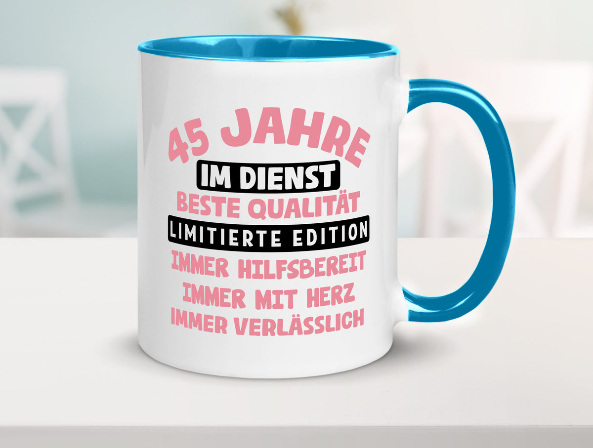 45 Jahre im Dienst | Jubiläum Arbeit v11 Geschenk Kollegen Büro lustiger Spruch Tasse
