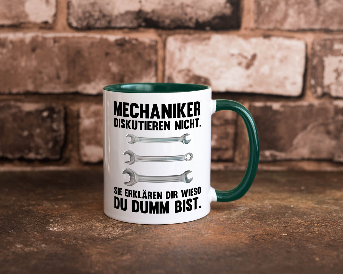 Mechaniker Diskutieren nicht sie erklären nur wieso Geschenkidee Tierliebhaber Tasse