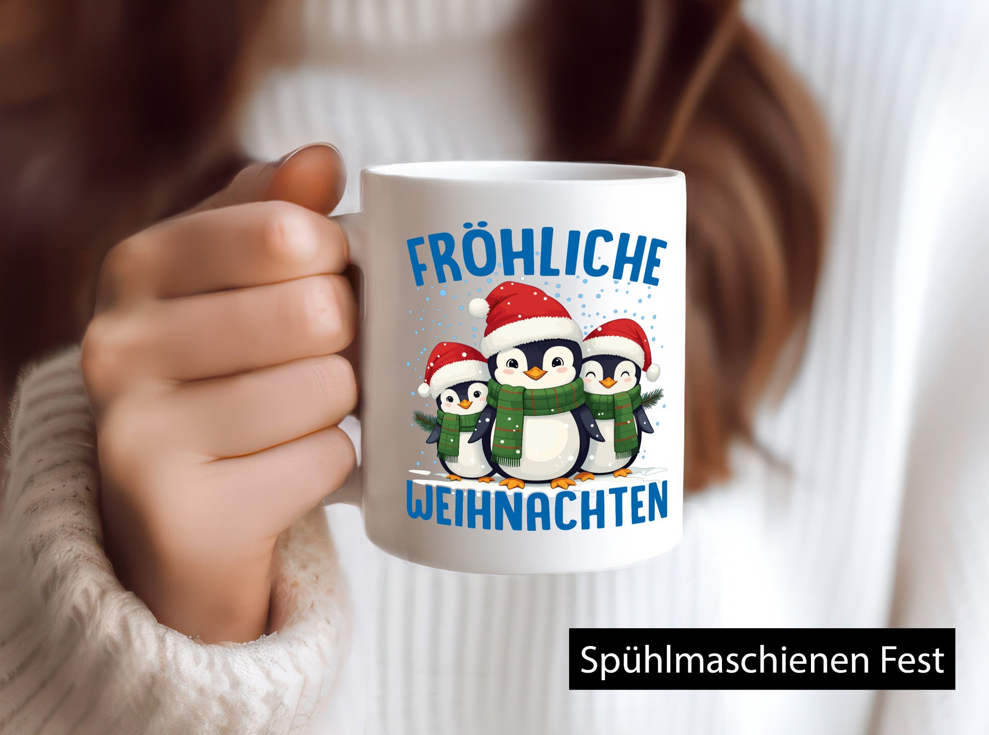 Frohe Weihnachten | Pinguien lustiger Spruch Geschenk Humor Geschenkidee Tasse