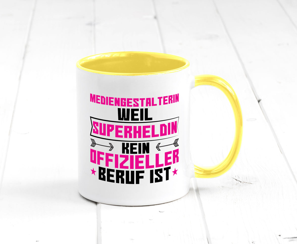 Superheldin Mediengestalterin | Medien lustiger Spruch Geschenk Humor Tasse
