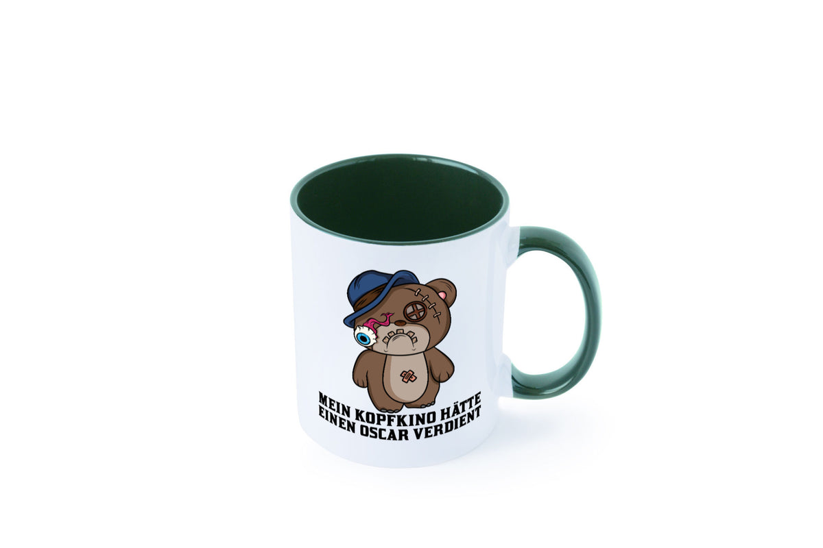 Mein Kopfkino hätte Oscar verdient | kaputter Bär Comic lustiger Spruch Tasse