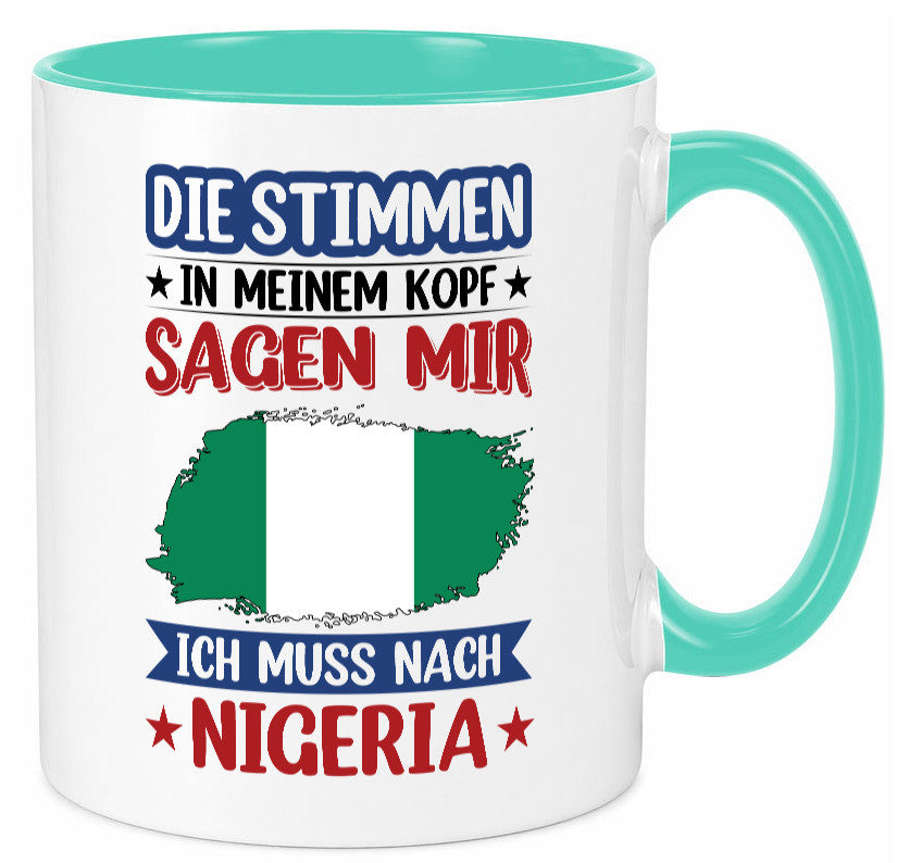 Nigeria | Urlaub Stimmen in meinem Kopf Traumland Geschenk Humor Geschenkidee Tasse