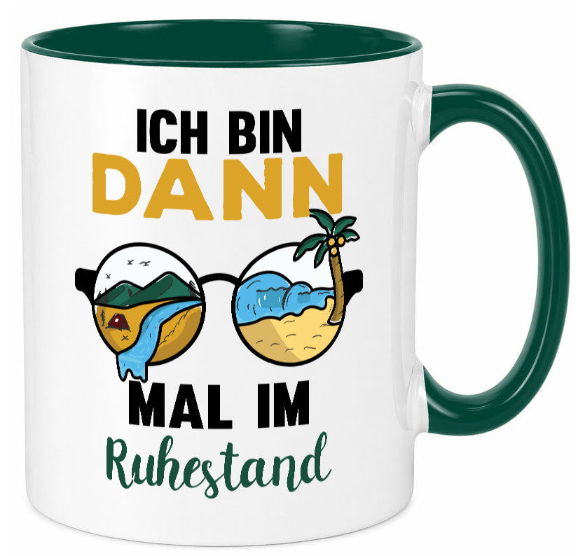 Bin dann mal im Ruhestand | Sonnenbrille Palme Meer lustig Jubiläum Geschenk Tasse