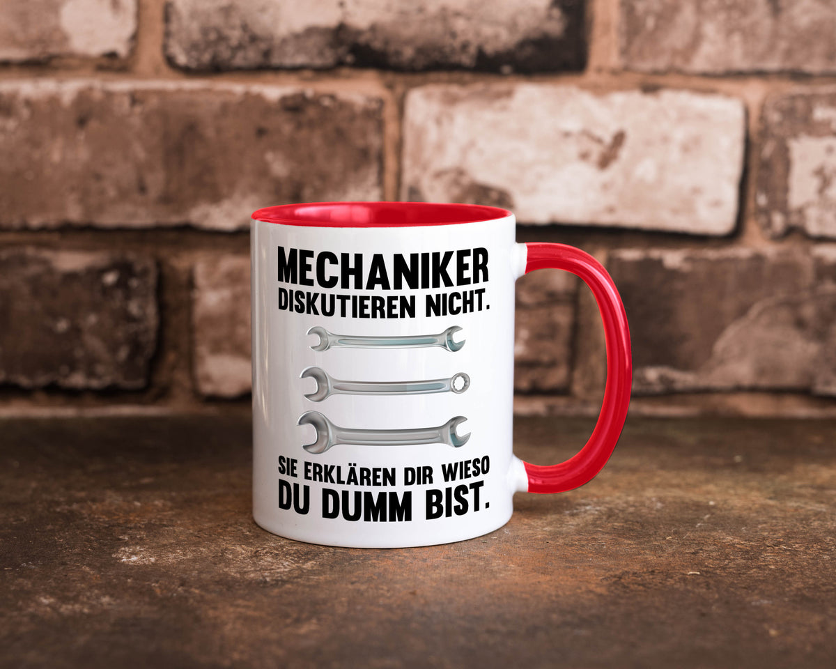 Mechaniker Diskutieren nicht sie erklären nur wieso Geschenkidee Tierliebhaber Tasse