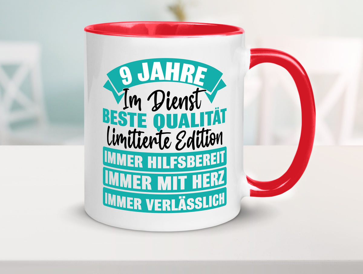 9 Jahre im Dienst | Jubiläum Arbeit Humor Kollegen Büro Geschenkidee Tasse