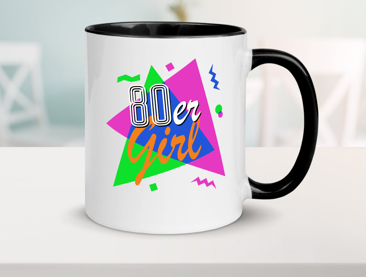 80er Girl - Jahre bunt + verrückt retro Humor Geschenkidee Tasse