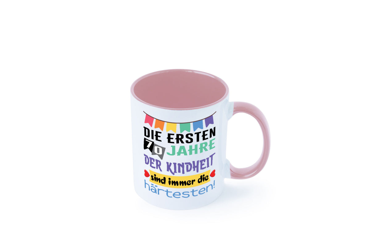Die ersten 70 Jahre der Kindheit | 70. Geburtstag Rentner Humor Ruhestand Tasse