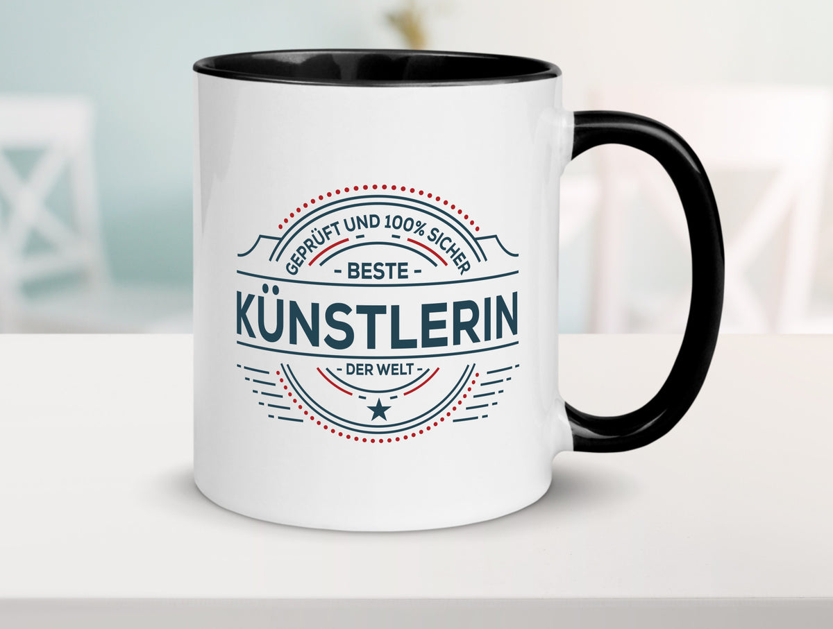 Geprüft und sicher: Künstlerin| Spruch lustig | Kunst Humor Geschenkidee Tasse