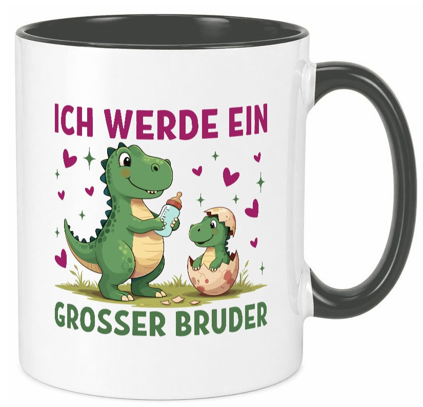 Ich werde ein Großer Bruder | Dino Dinosaurier lustiger Spruch Geschenk Humor Tasse