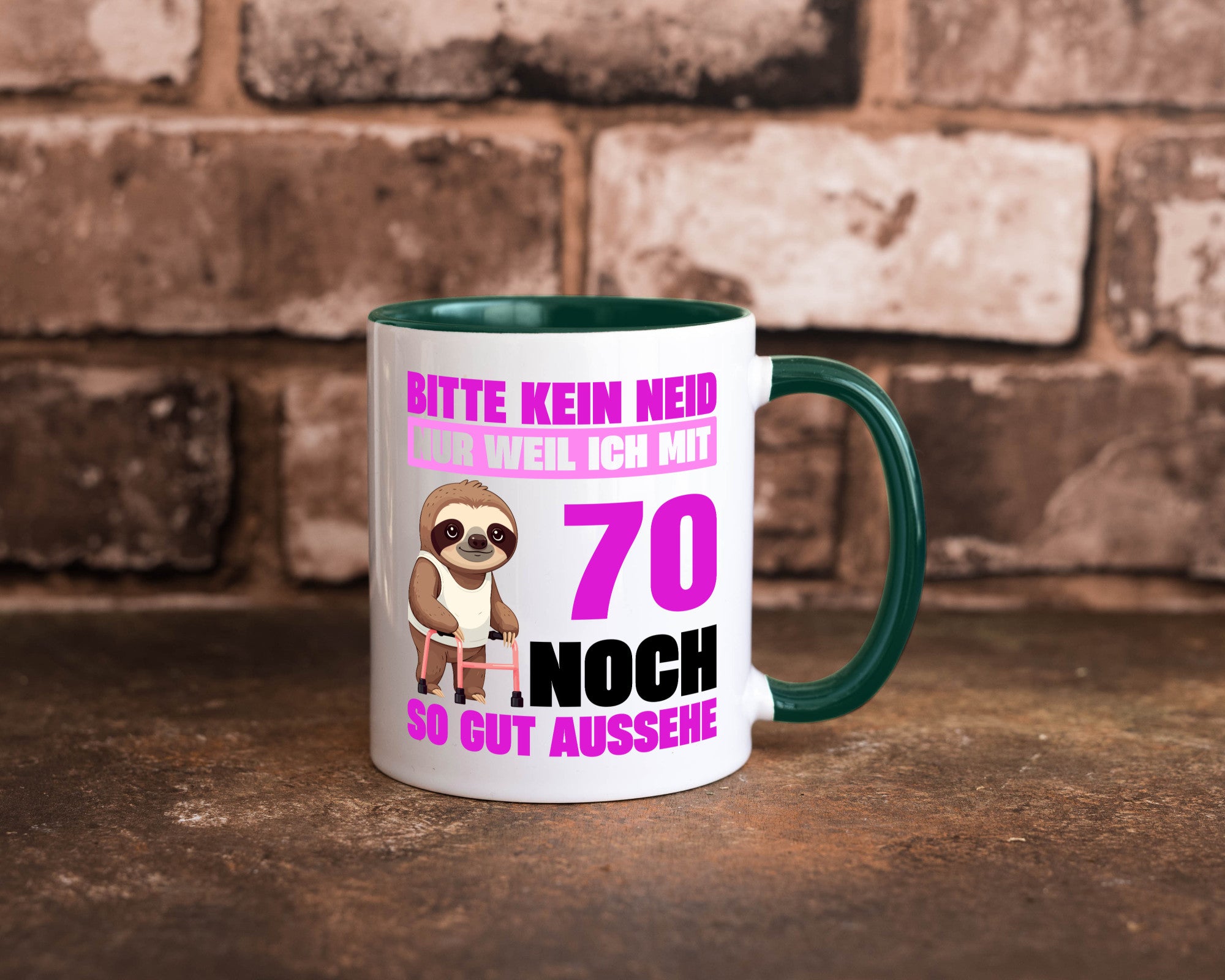 70. Geburtstag | Bitte kein neid Faultier 70 Jahre v2 Humor Geschenkidee Tasse