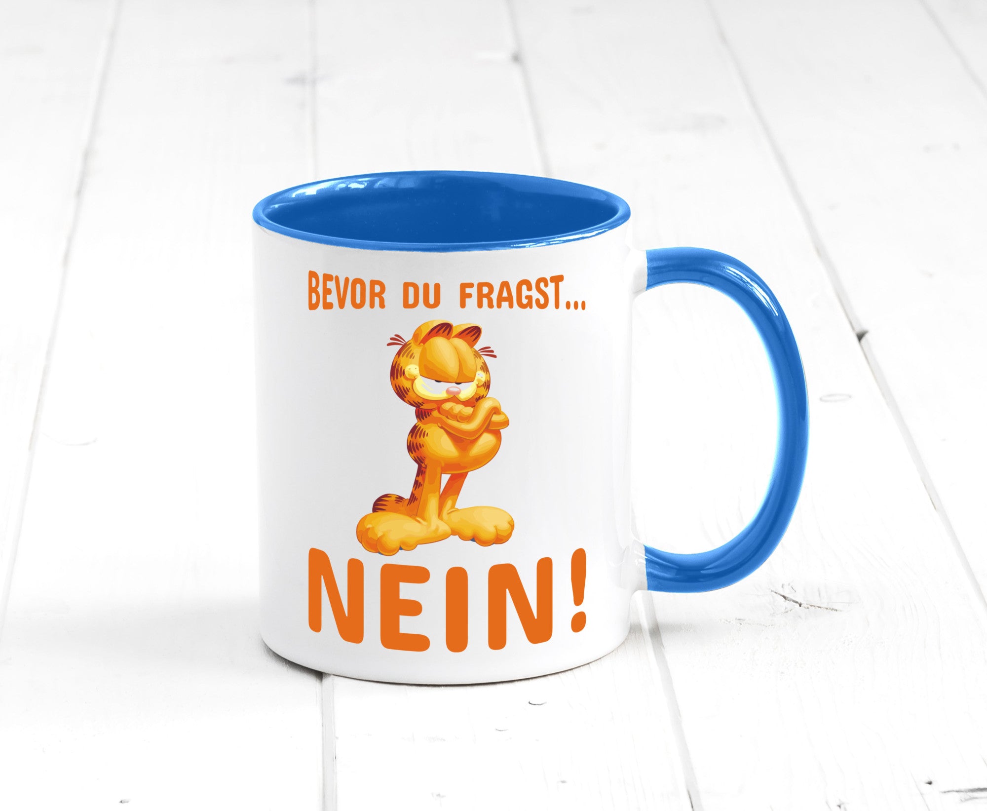 Bevor du fragst? Nein! | grimmige Katze Spruchtasse lustig Tierliebhaber Humor