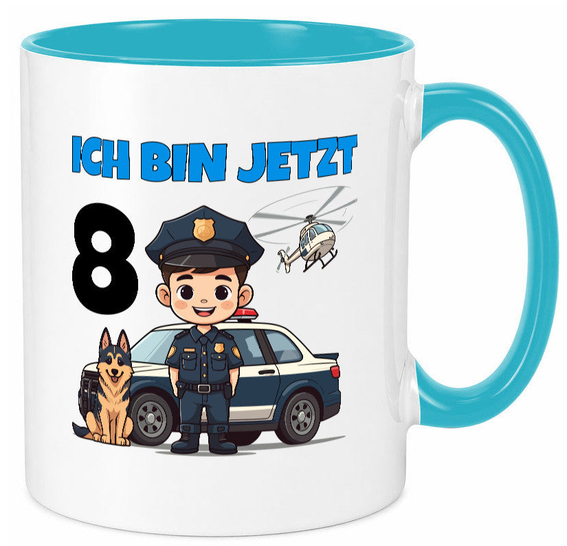 8. Geburtstag | 8 Jahre Polizei Kind Polizeiauto lustig Geschenkidee Geschenk Tasse