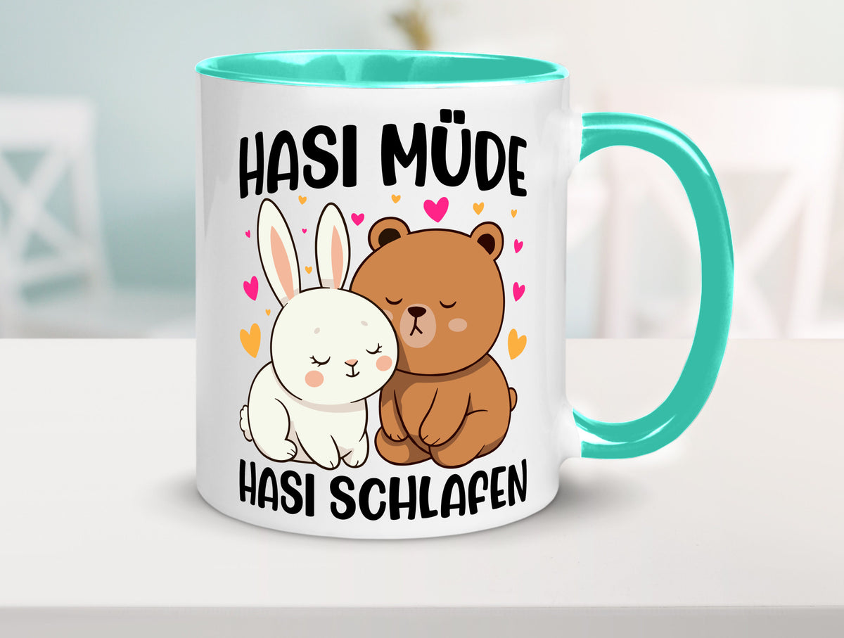 Hasi Müde | schlafen Kaninchen Häschen v2 lustiger Spruch Geschenk Humor Tasse