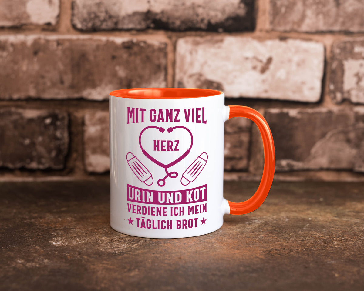 Herz, Urin, Kot, damit verdien ich mein Brot | Stethoskop Geschenk Humor Tasse