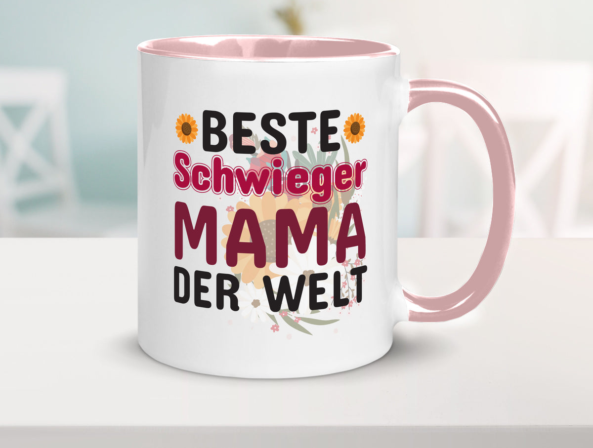 Beste Schwiegermama | Schwiegermutter Tasse Blumen Humor Familie Geschenkidee