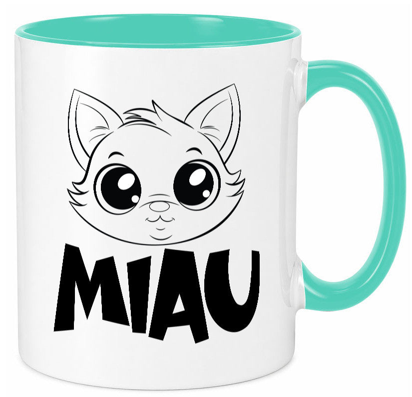 Miau | Katze Geschenkidee Tierliebhaber Humor Tasse