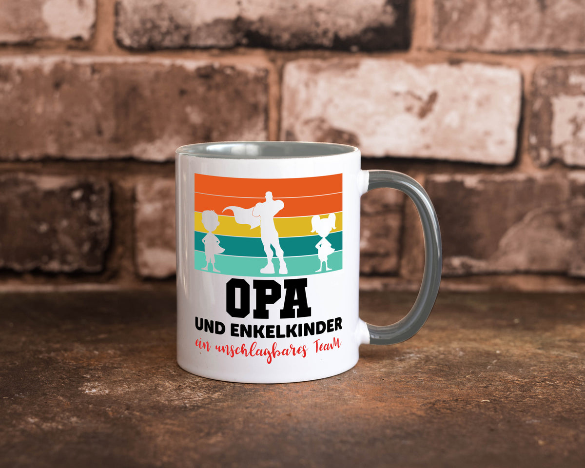 Opa und Enkelkinder ein unschlagbares Team Geschenkidee Familie Humor Tasse