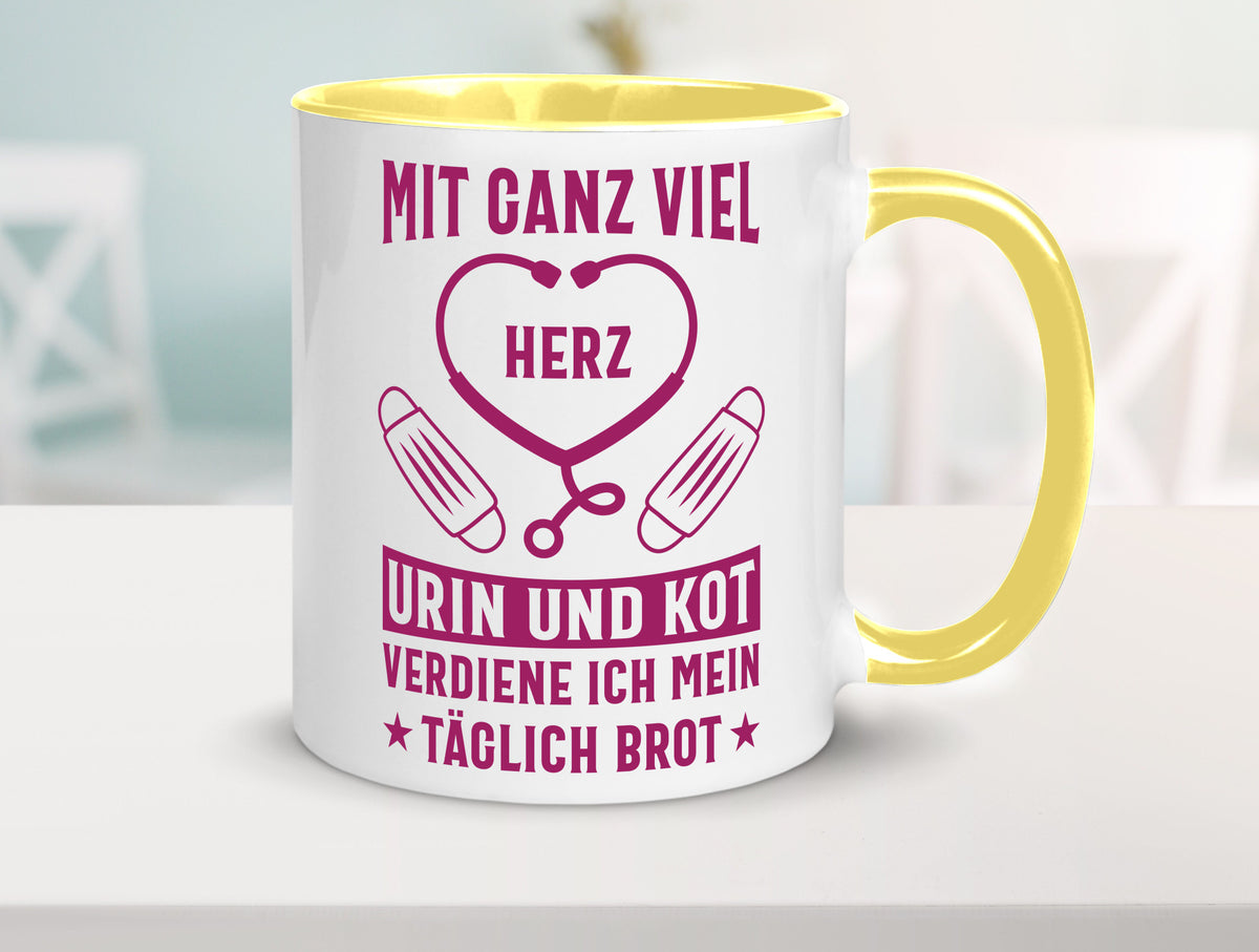 Herz, Urin, Kot, damit verdien ich mein Brot | Stethoskop Geschenk Humor Tasse