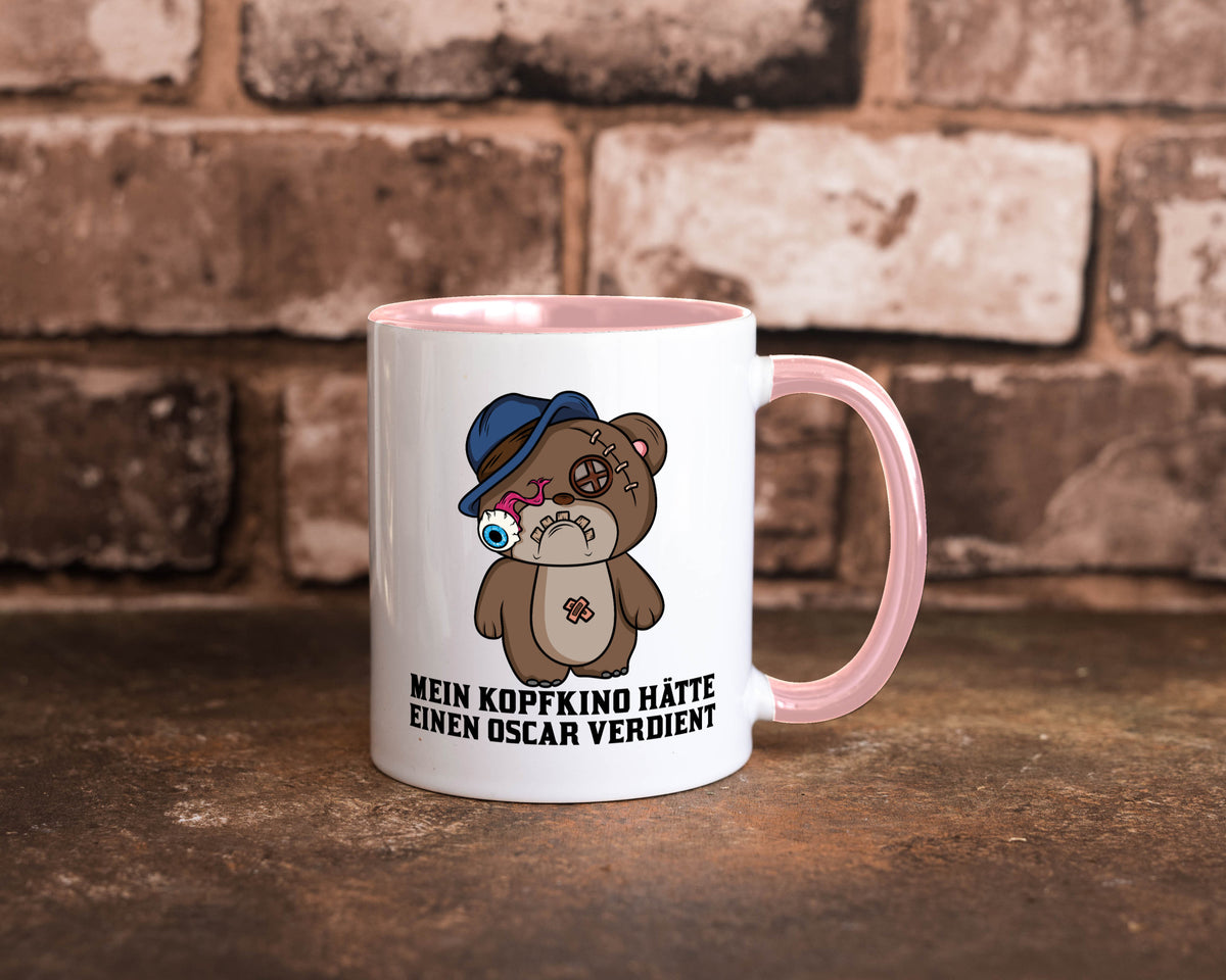 Mein Kopfkino hätte Oscar verdient | kaputter Bär Comic lustiger Spruch Tasse