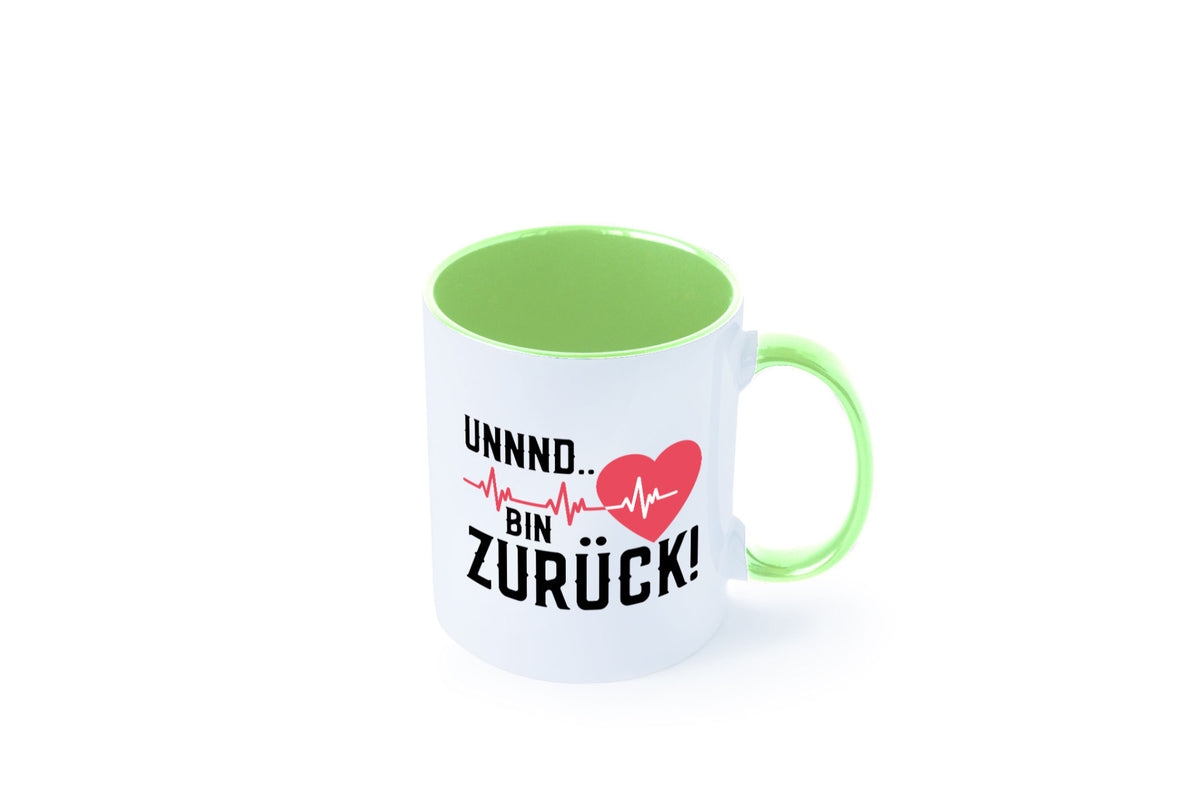 Bin zurück | Herzschlag Reanimation Puls Arzt Klinik Geschenk Humor Tasse
