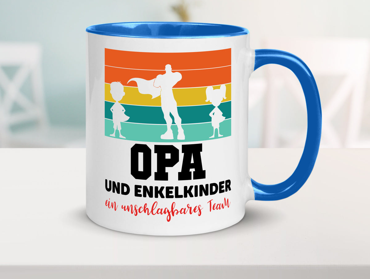 Opa und Enkelkinder ein unschlagbares Team Geschenkidee Familie Humor Tasse