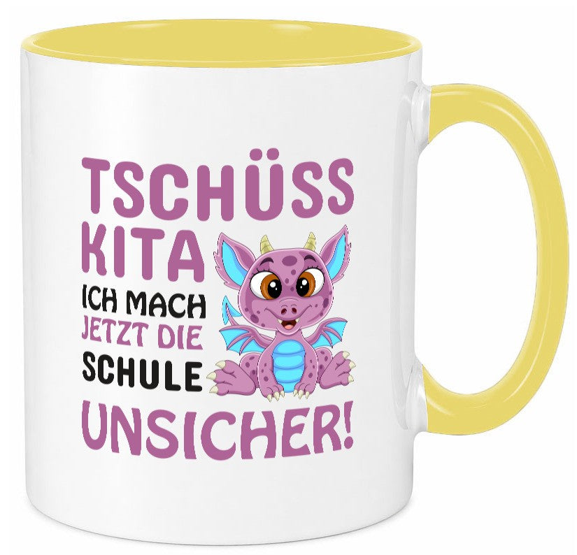 Tschüss Kita | Einschulung süßer Drachen Schulstart lustiger Spruch Geschenk Tasse